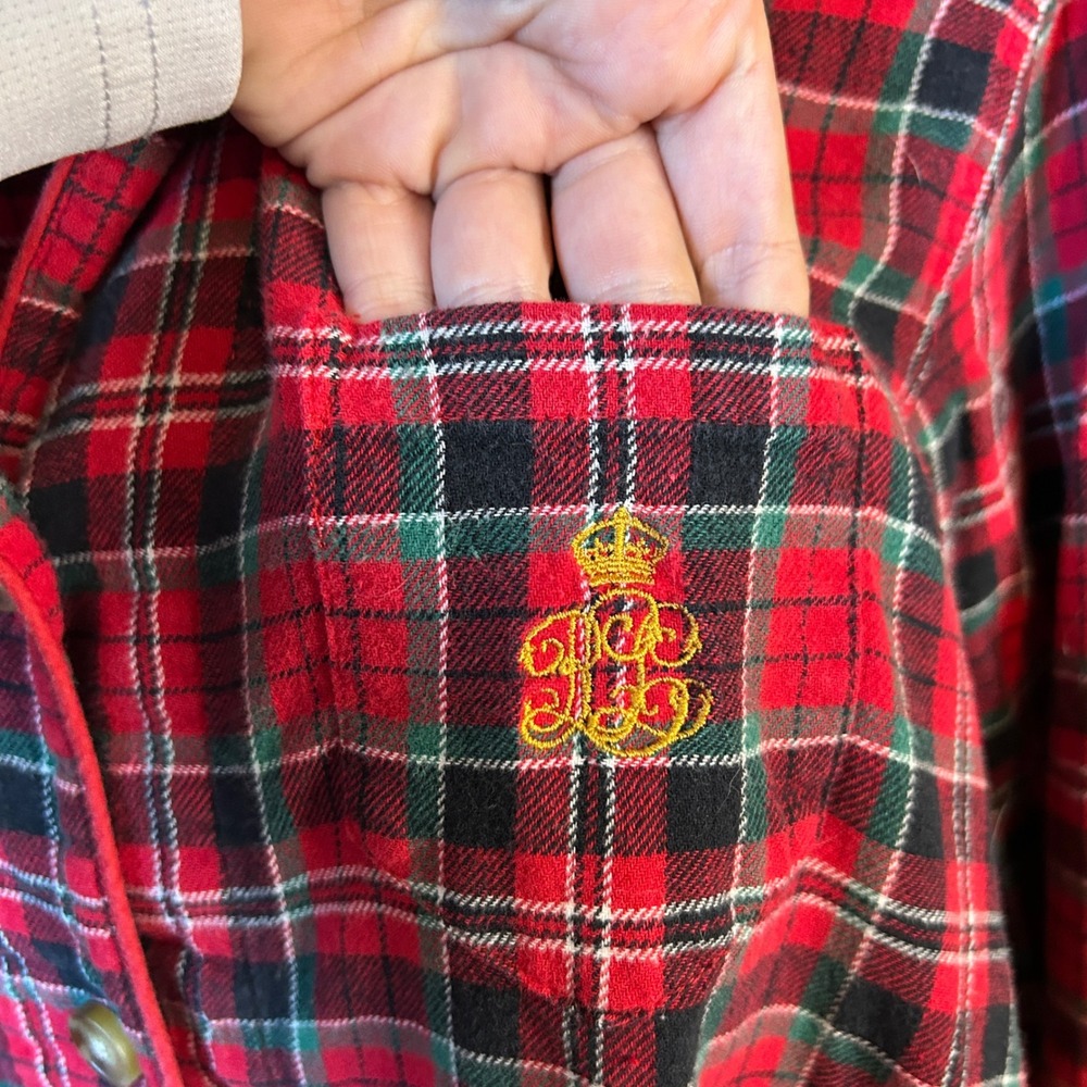 Lauren Ralph Lauren‎ Womens Medium Plaid Pajama Top Button Front Long Sleeve - Picture 3 of 8